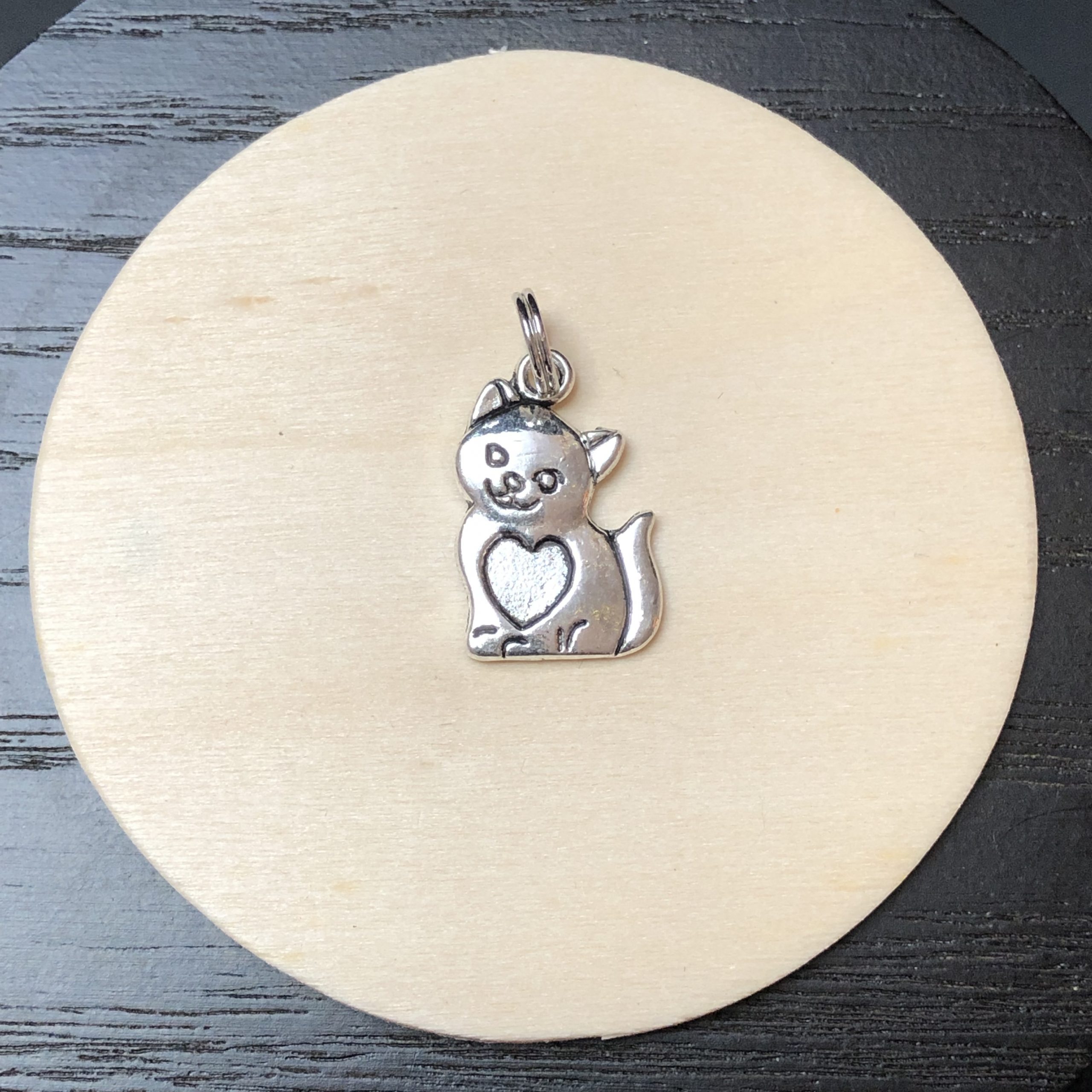 Heart Belly Kitty Charm