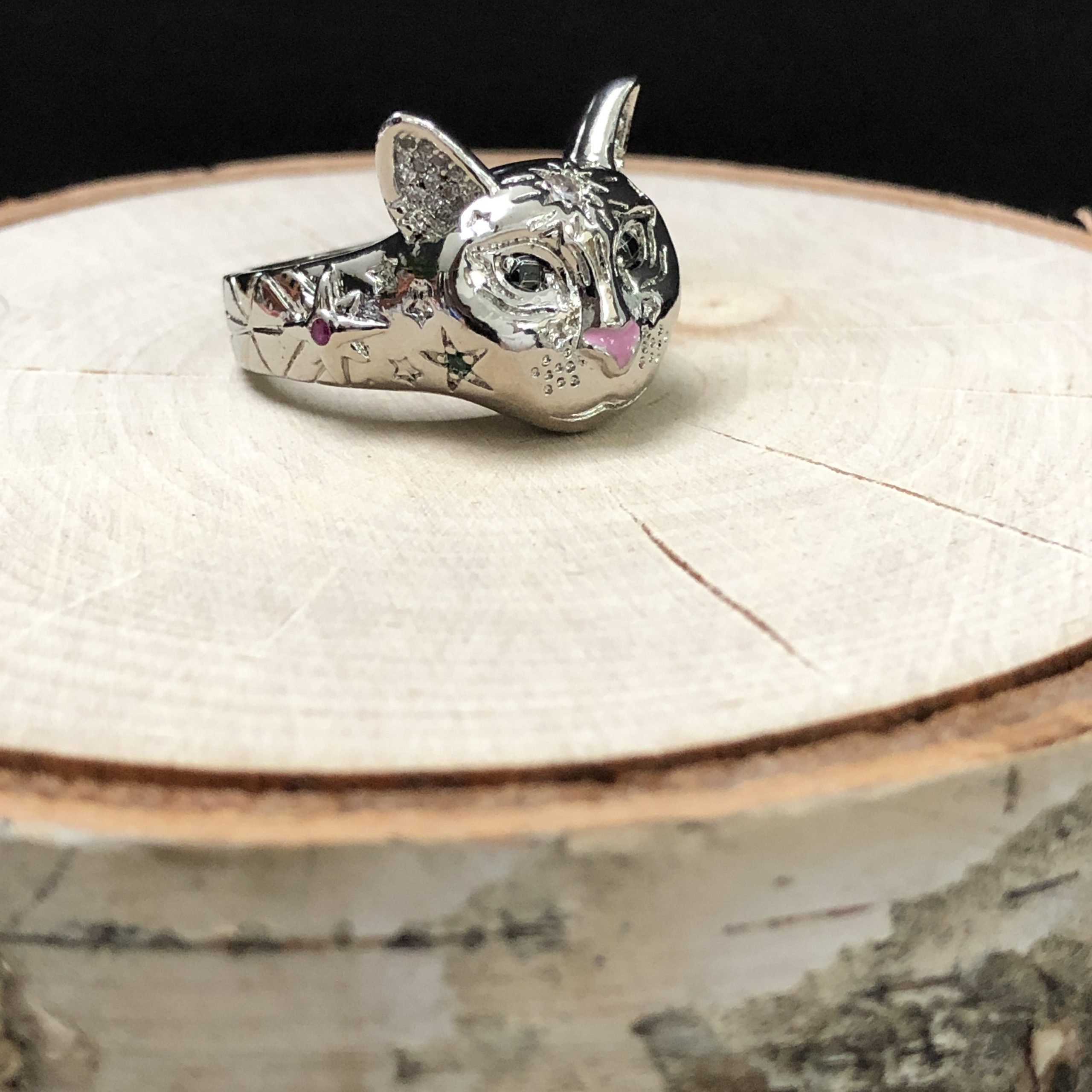 Cosmic Kitty Ring pink Silver