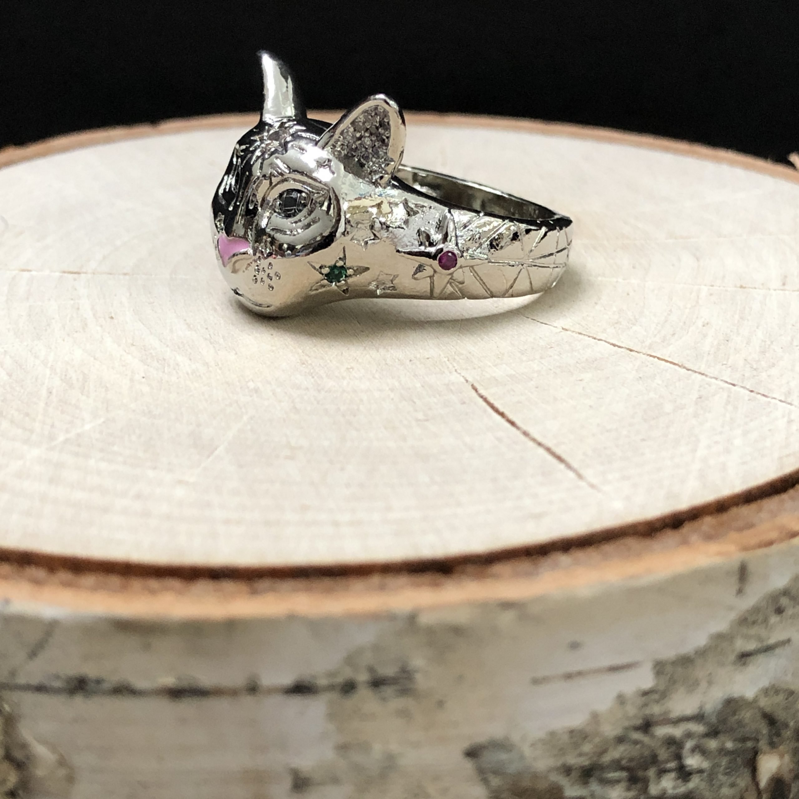 Cosmic Kitty Ring pink Silver